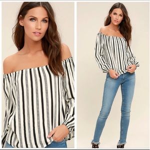 Billabong Mi Amore Off The Shoulder Striped Top